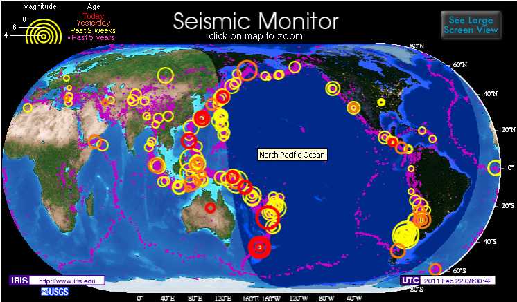 Seismic Monitor. Philippines Seismic Map. Карта монитор