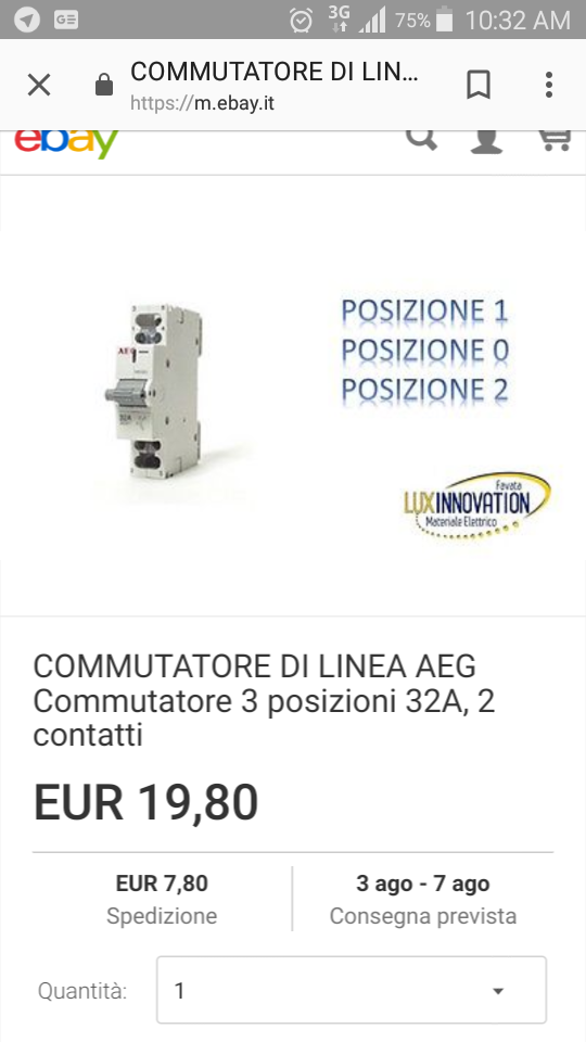 COMMUTATORE DI LINEA AEG Commutatore 3 posizioni 32A, 2 contatti